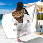 Karate Cat Print Beach Sarong Wrap