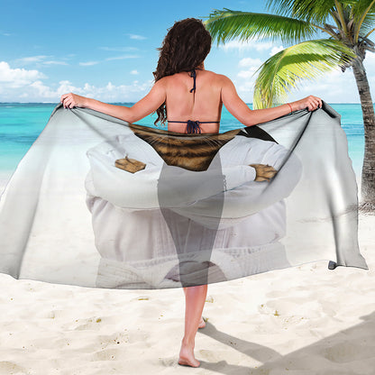 Karate Cat Print Beach Sarong Wrap