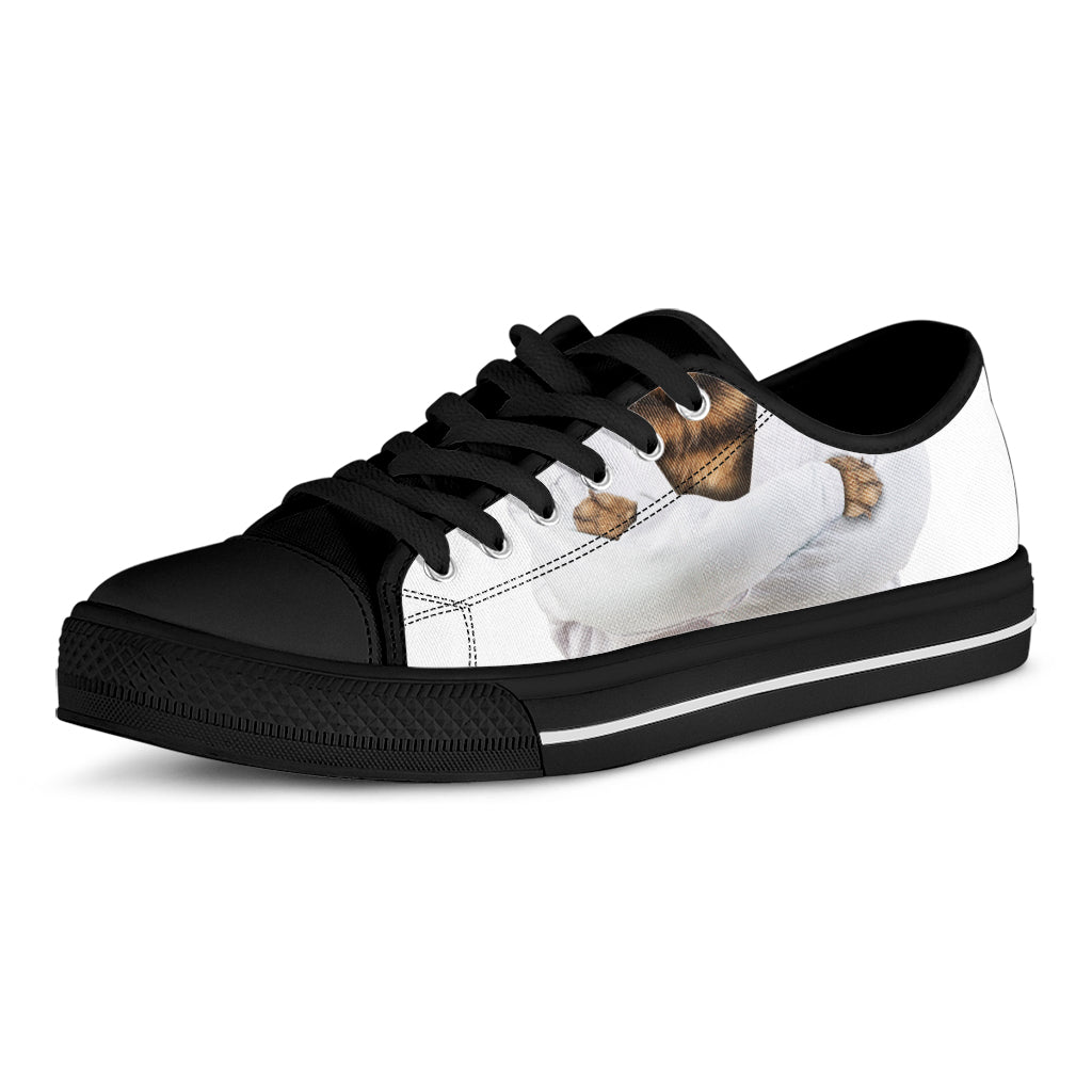 Karate Cat Print Black Low Top Shoes