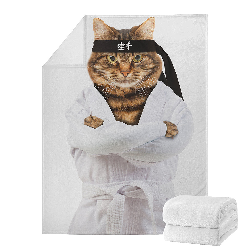 Karate Cat Print Blanket