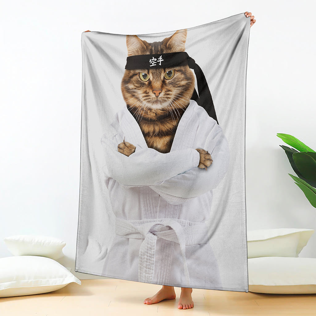 Karate Cat Print Blanket