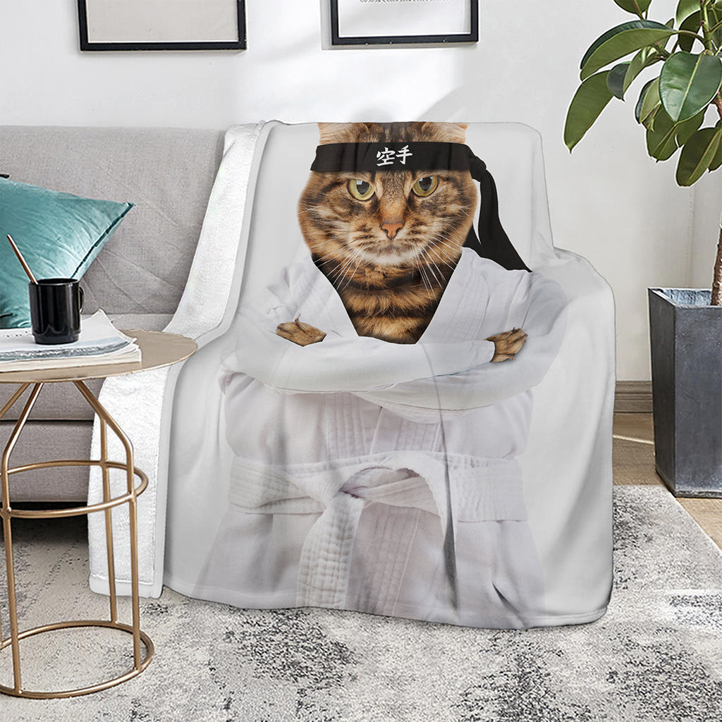 Karate Cat Print Blanket