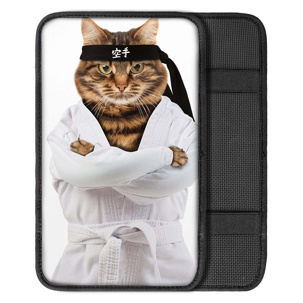 Karate Cat Print Car Center Console Cover