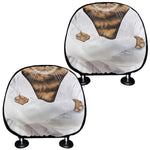 Karate Cat Print Car Headrest Covers