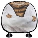 Karate Cat Print Car Headrest Covers