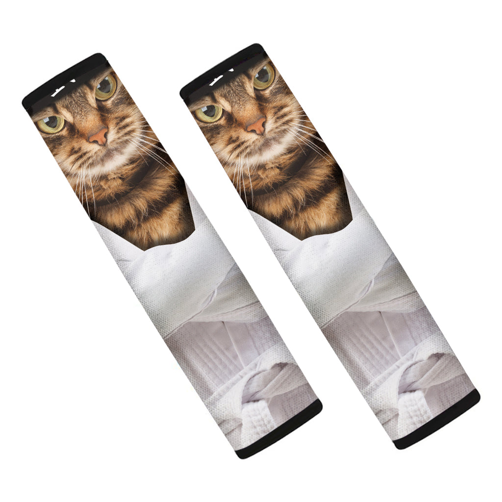 Karate Cat Print Car Seat Belt Covers