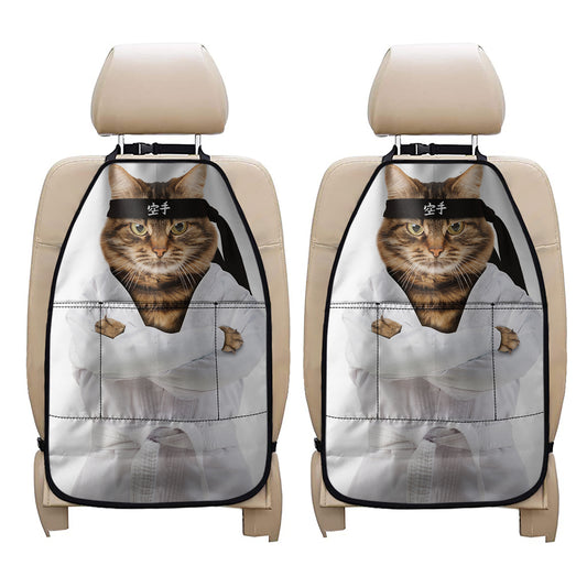 Karate Cat Print Car Seat Organizers