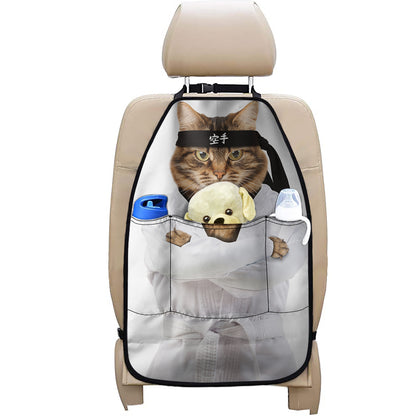 Karate Cat Print Car Seat Organizers