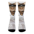 Karate Cat Print Crew Socks