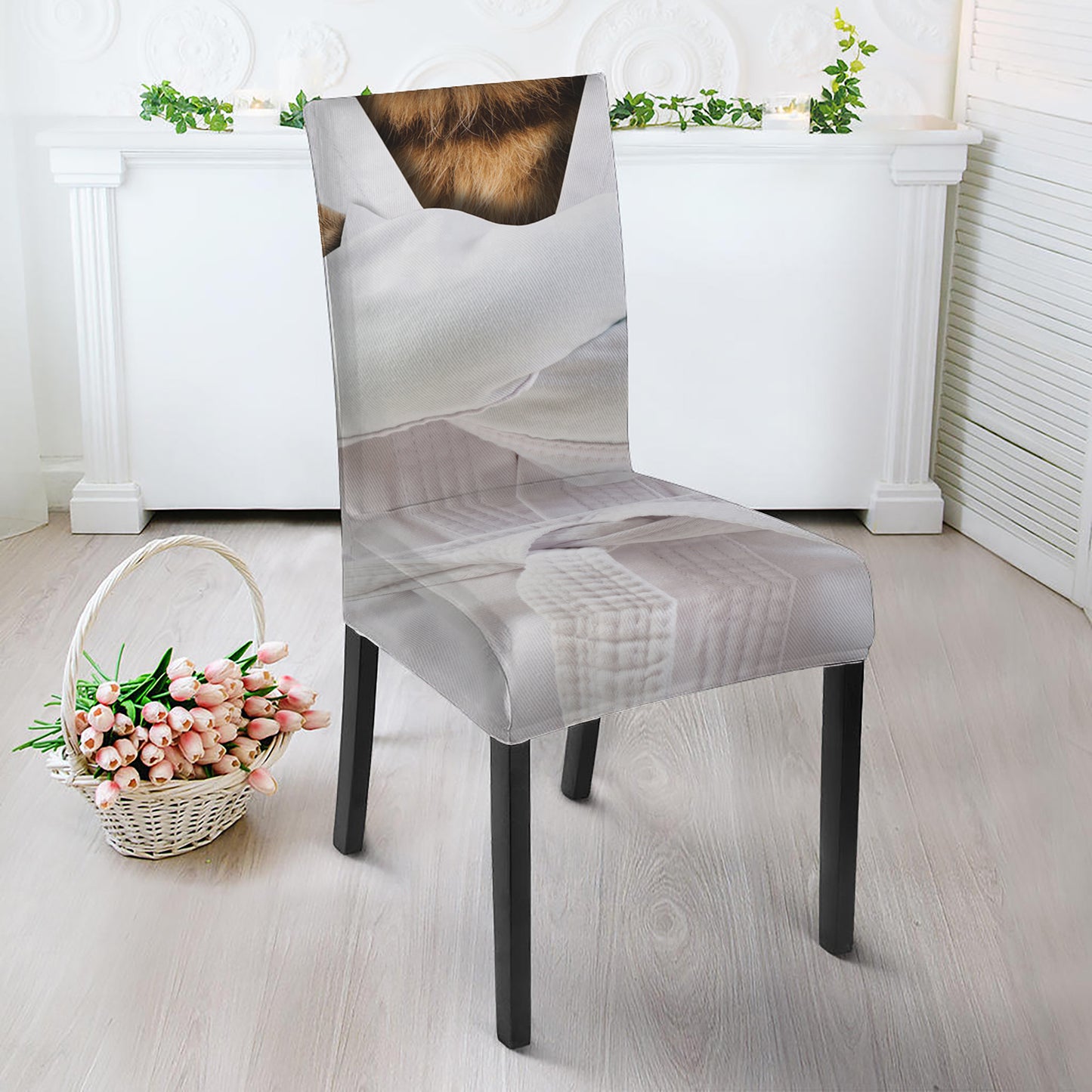 Karate Cat Print Dining Chair Slipcover