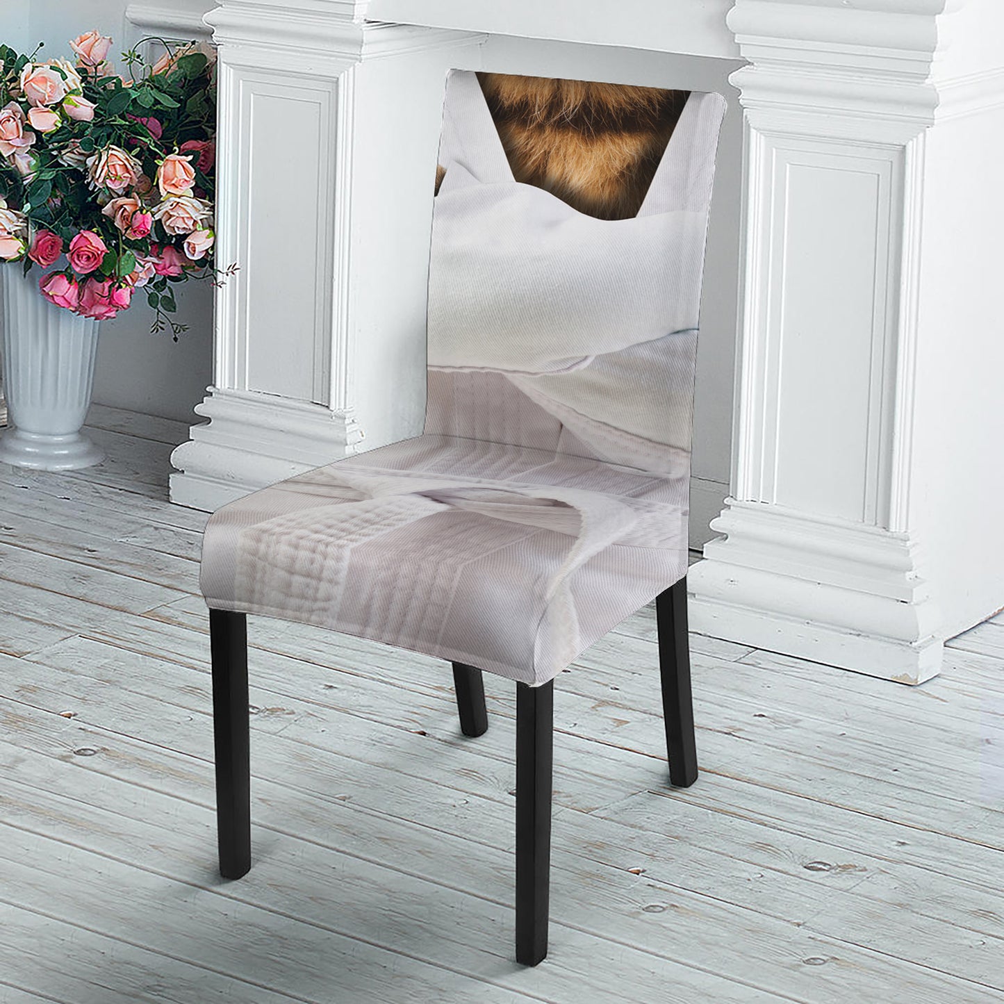 Karate Cat Print Dining Chair Slipcover