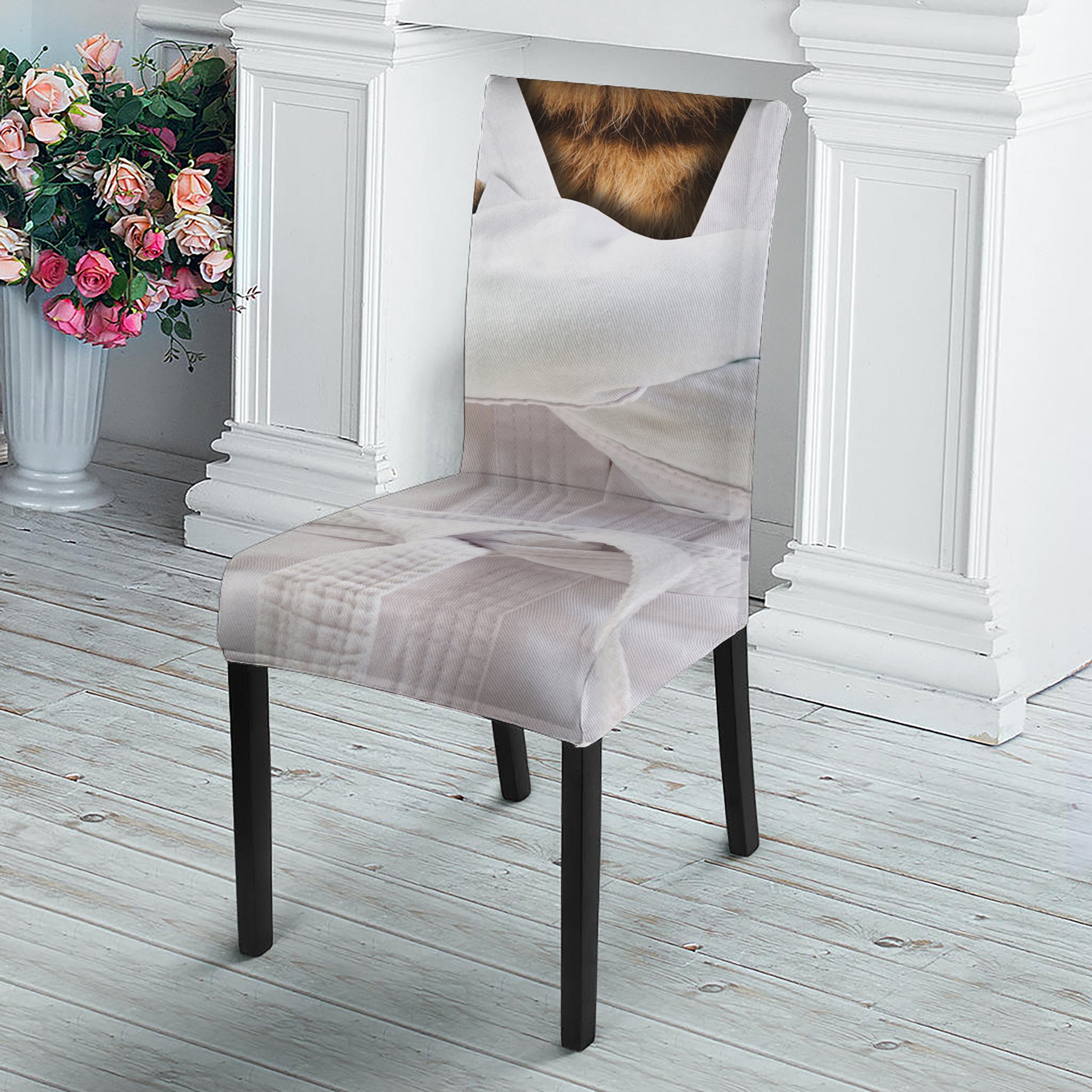 Karate Cat Print Dining Chair Slipcover