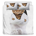 Karate Cat Print Duvet Cover Bedding Set