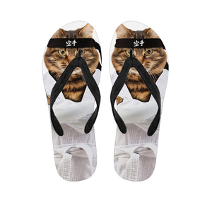 Karate Cat Print Flip Flops