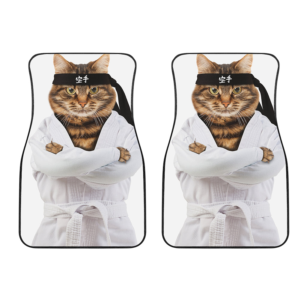 Karate Cat Print Front Car Floor Mats