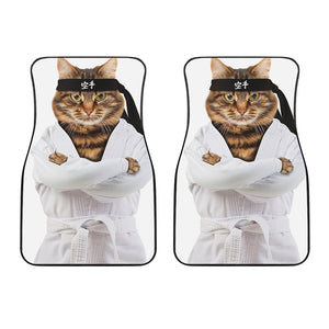 Karate Cat Print Front Car Floor Mats