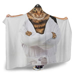 Karate Cat Print Hooded Blanket
