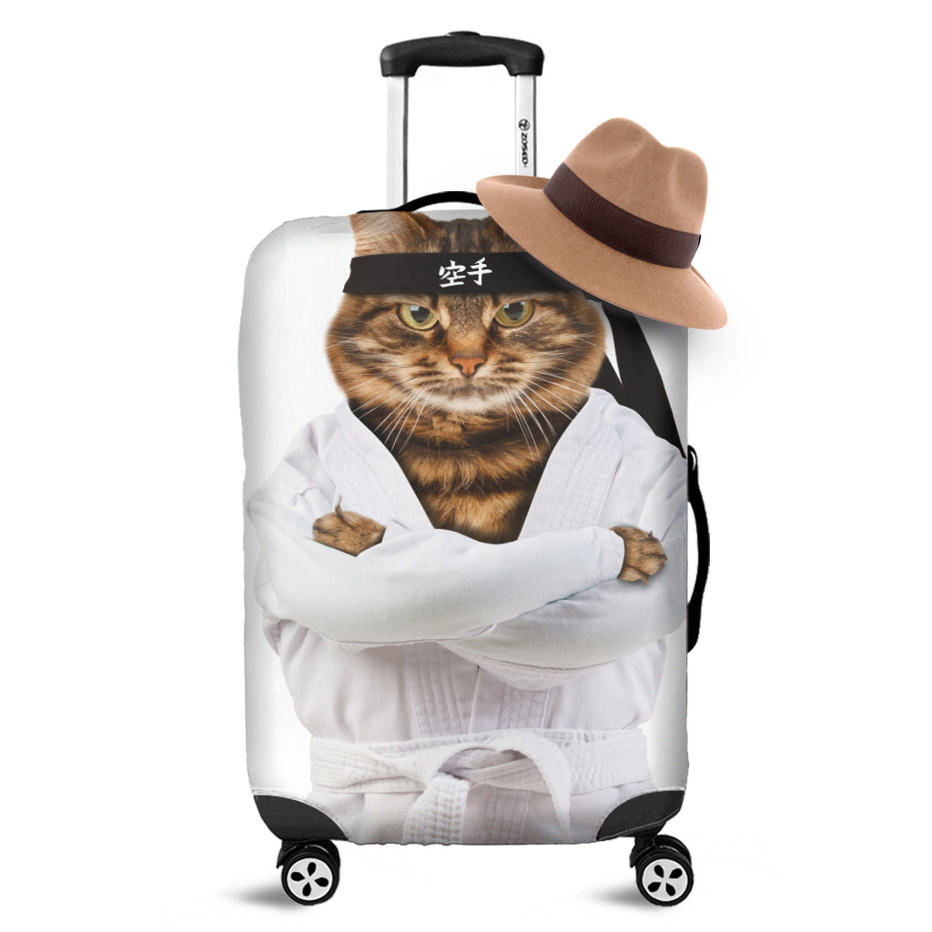 Karate Cat Print Luggage Cover