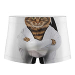 Karate Cat Print Men's Boxer Briefs