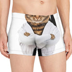 Karate Cat Print Men's Boxer Briefs