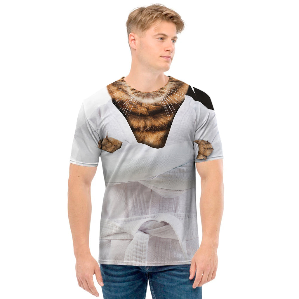 Karate Cat Print Men's T-Shirt