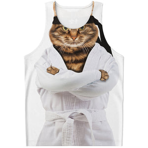 Karate Cat Print Men's Tank Top