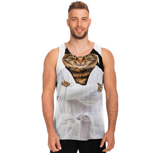 Karate Cat Print Men's Tank Top