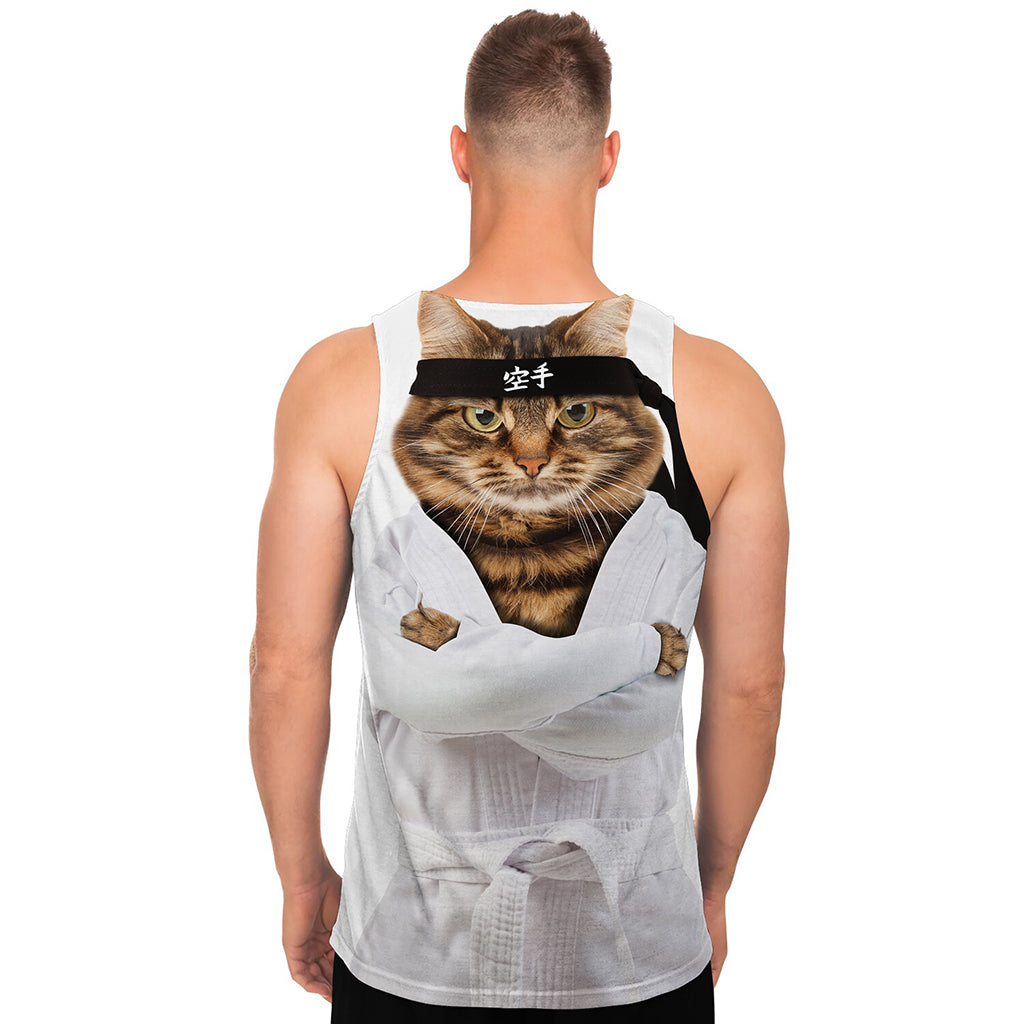 Karate Cat Print Men's Tank Top