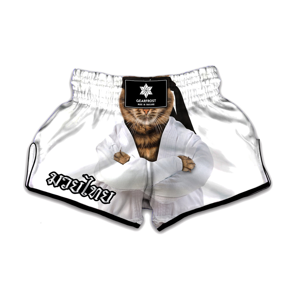 Karate Cat Print Muay Thai Boxing Shorts