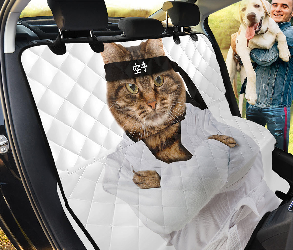 Karate Cat Print Pet Car Back Seat Cover