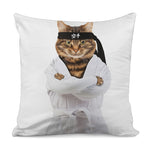 Karate Cat Print Pillow Cover