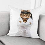 Karate Cat Print Pillow Cover