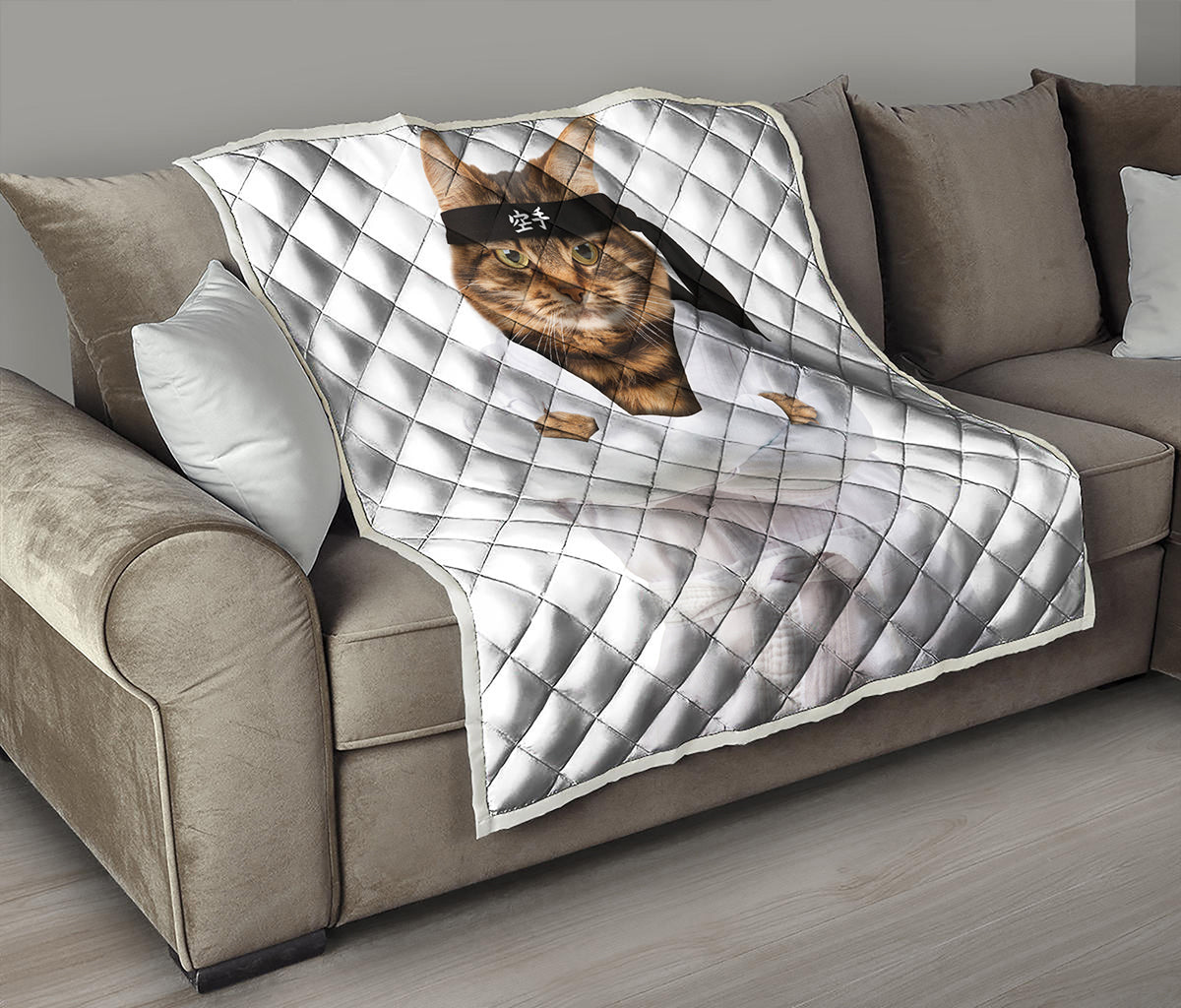 Karate Cat Print Quilt
