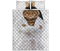 Karate Cat Print Quilt Bed Set