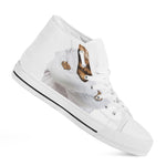 Karate Cat Print White High Top Shoes