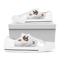 Karate Cat Print White Low Top Sneakers