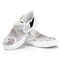 Karate Cat Print White Slip On Sneakers