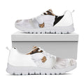 Karate Cat Print White Running Shoes