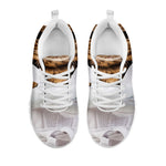 Karate Cat Print White Sneakers