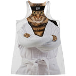 Karate Cat Print Women's Racerback Tank Top