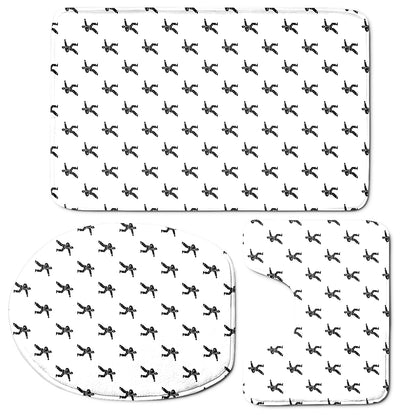 Karate Fighter Pattern Print 3 Piece Bath Mat Set