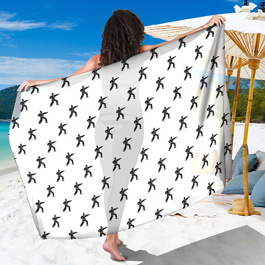 Karate Fighter Pattern Print Beach Sarong Wrap