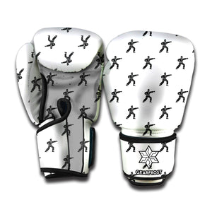 Karate Fighter Pattern Print Boxing Gloves