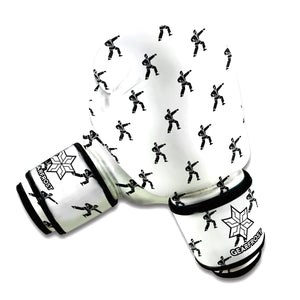 Karate Fighter Pattern Print Boxing Gloves