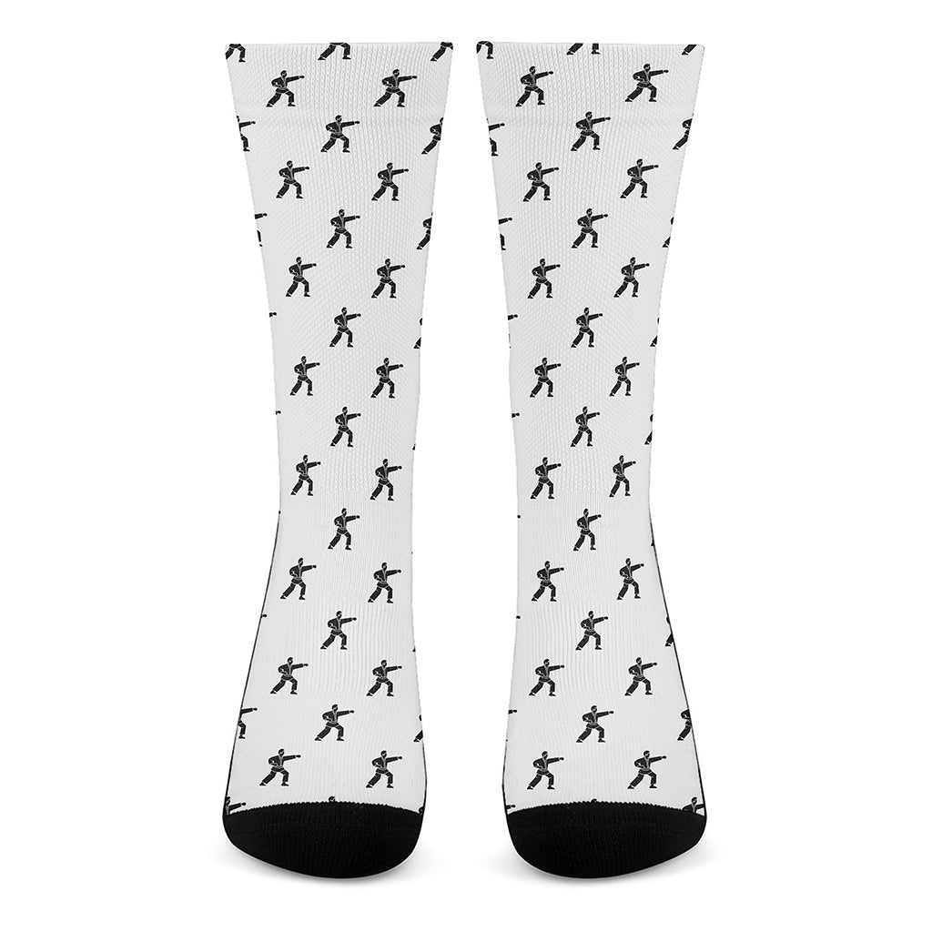 Karate Fighter Pattern Print Crew Socks