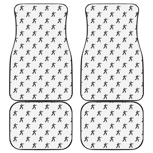 Karate Fighter Pattern Print Front and Back Car Floor Mats