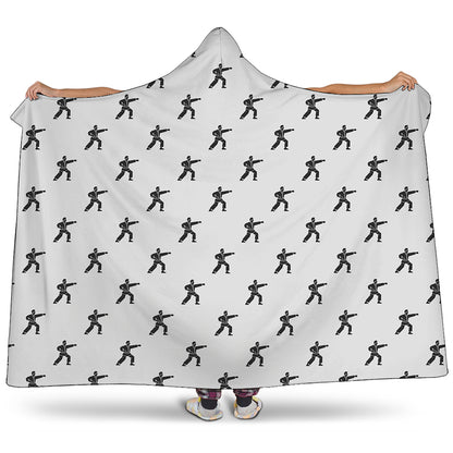 Karate Fighter Pattern Print Hooded Blanket