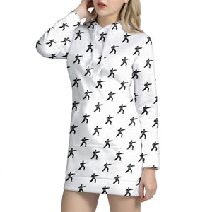 Karate Fighter Pattern Print Hoodie Dress