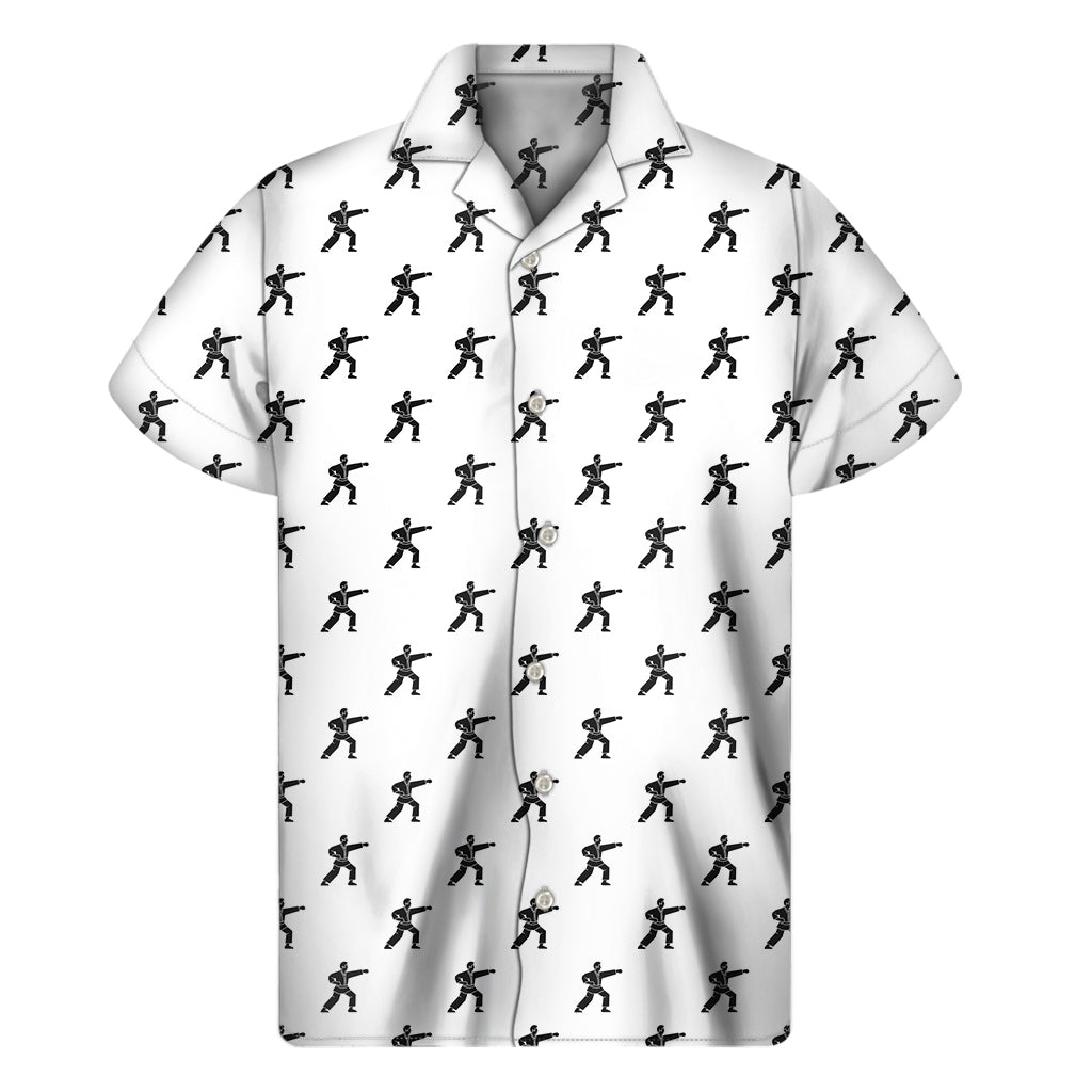 Karate Fighter Pattern Print Men's Short Sleeve Shirt