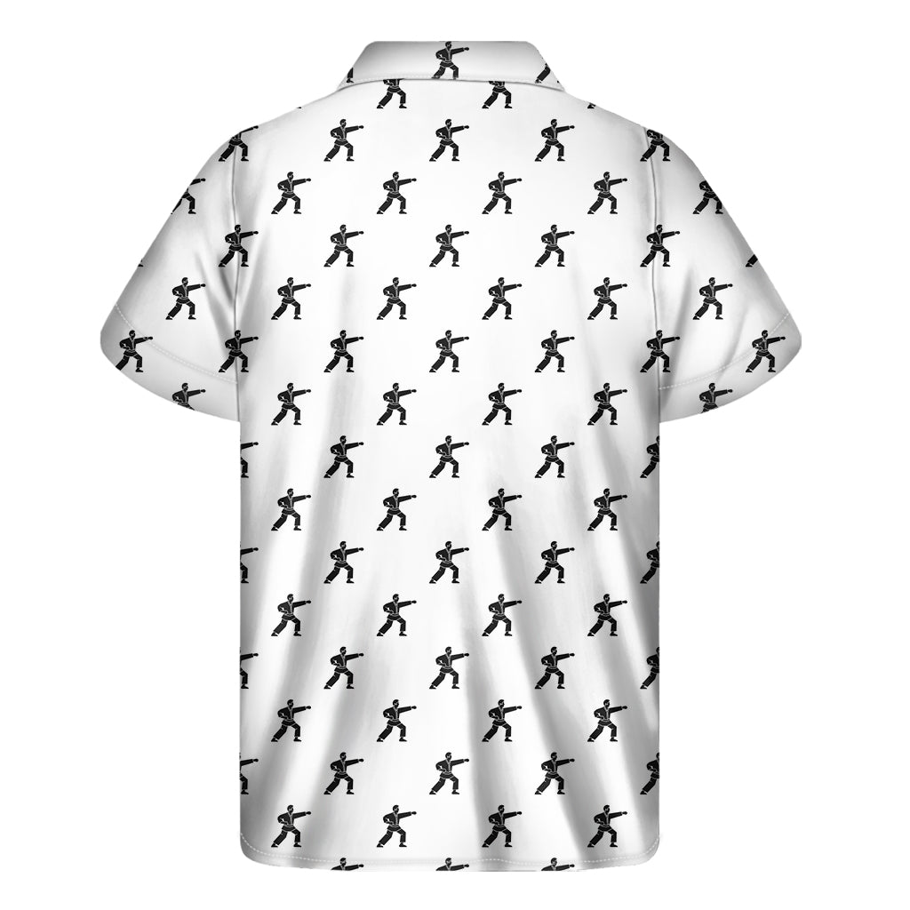 Karate Fighter Pattern Print Men's Short Sleeve Shirt